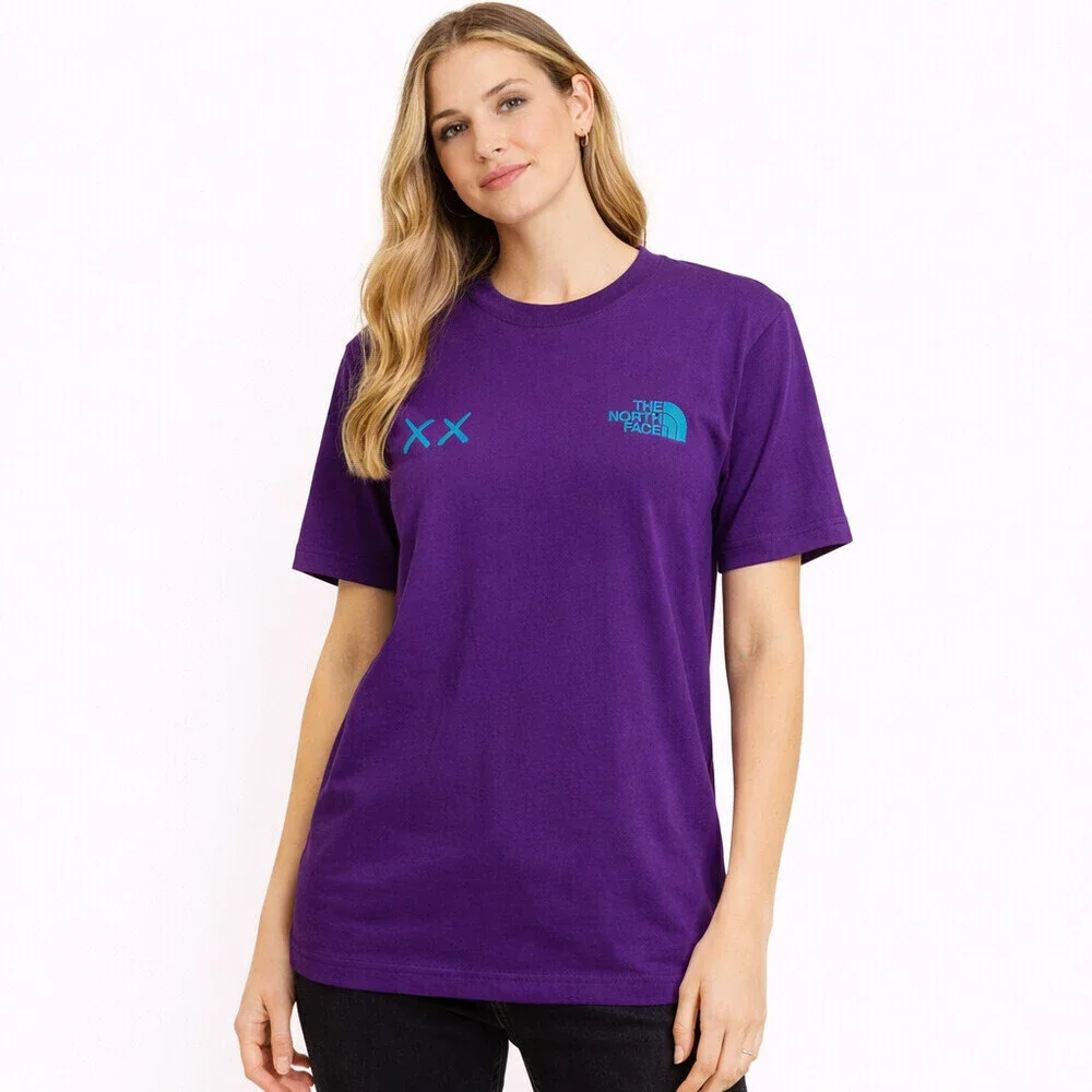 KAWS x The North Face Gravity Purple Logo Graphic T Shirt Men's Size XS